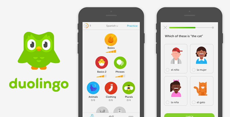 نرم افزار آموزش زبان انگلیسی Duolingo