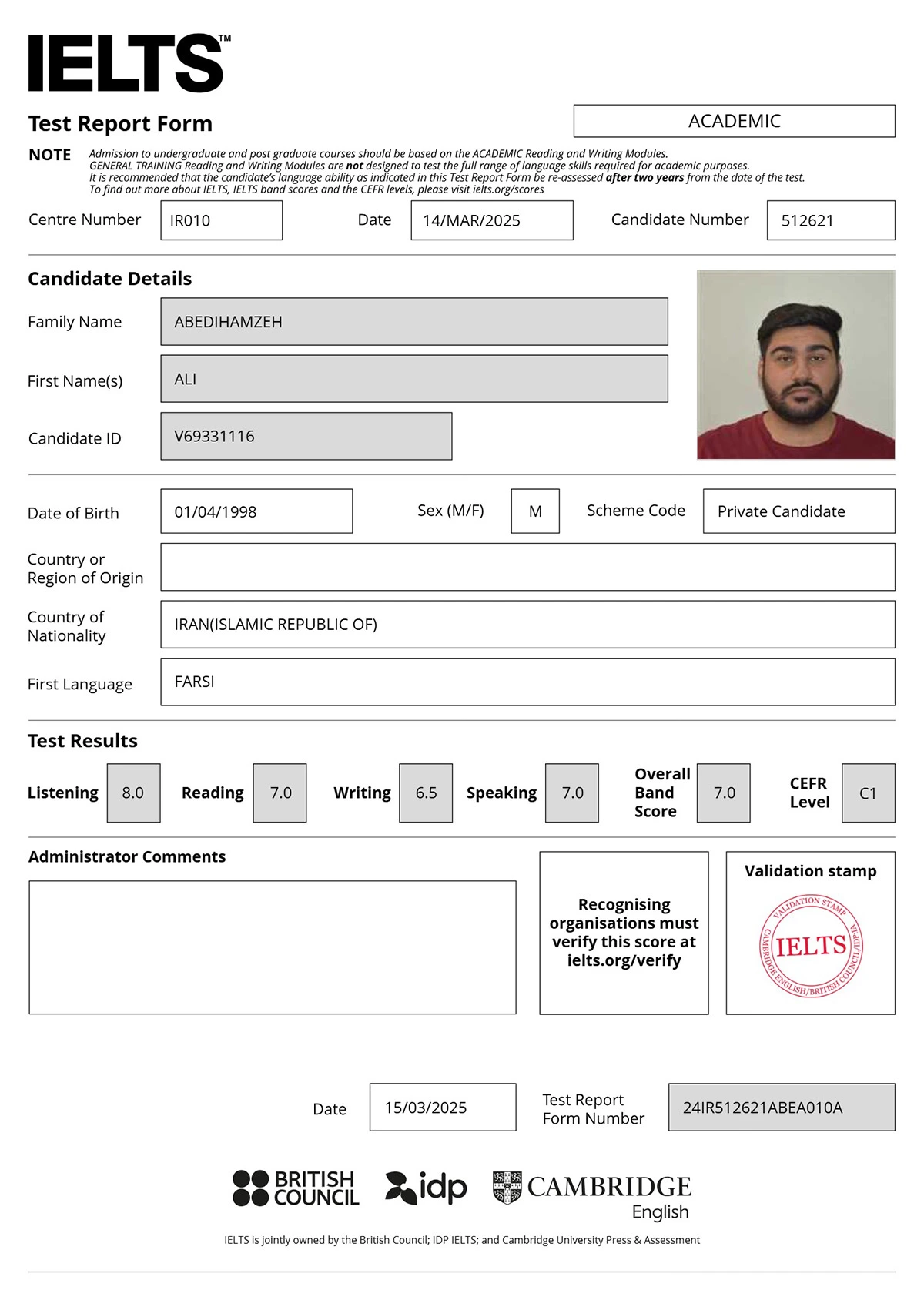 نتیجه آیلتس زبان آموز موسسه دهخدا